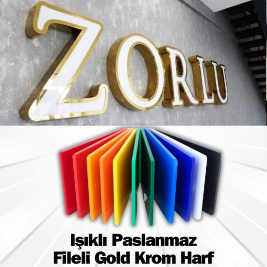 Işıklı Fileli Gold Kutu Harf Tabela