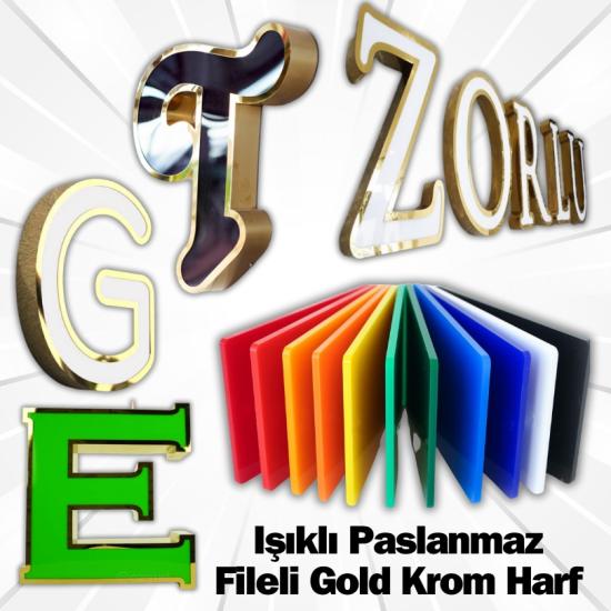 Işıklı Fileli Gold Kutu Harf Tabela